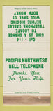 Matchbook Cover - Pacific Northwest Bell Telephone OR WORN 30 Strike