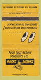 Matchbook Cover - Yellow Pages Phone Book QC Canada WEAR 30 Strike