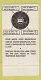 Matchbook Cover - Bell Canada Telephone Long Distance  30 Strike