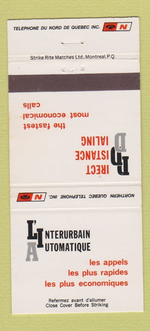 Matchbook Cover - Northern Quebec Telephone QC 30 Strike