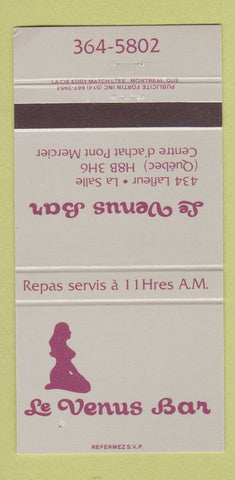 Matchbook Cover - Le Venus Bar La Salle QC WEAR 30 Strike