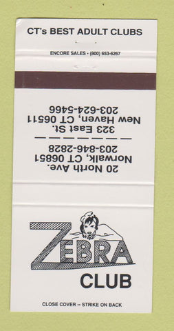 Matchbook Cover - Zebra Club New Haven Norwalk CT Strip girlie 30 Strike