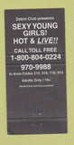 Matchbook Cover - Zebra Club New Haven Norwalk CT Strip girlie 30 Strike