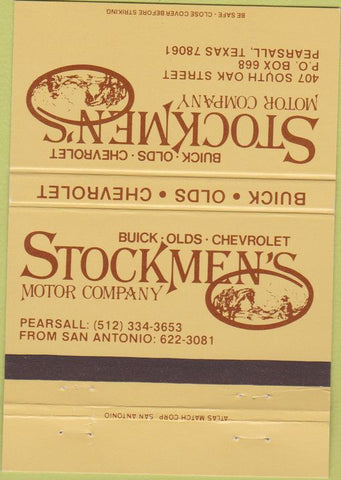Matchbook Cover - Buick Oldsmobile Chevrolet Pearsall TX 40 Strike