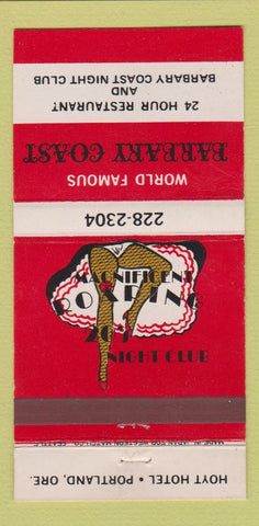 Matchbook Cover - Barbary Coast Hoyt Hotel Portland OR 30 Strike