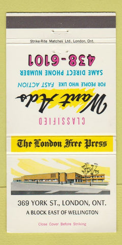Matchbook Cover - The London Free Press Newspaper London ON 30 Strike
