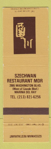 Matchbook Cover - Szechwan Restaurant Marina Del Rey CA Chinese