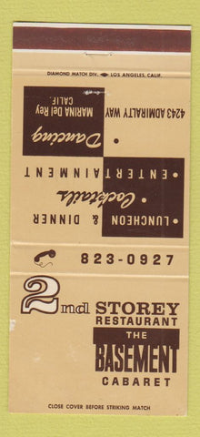 Matchbook Cover - 2nd Storey Basement Cabaret Marina Del Rey CA 30 Strike