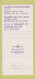 Matchbook Cover - Marina Hotels Marina Del Rey CA 30 Strike