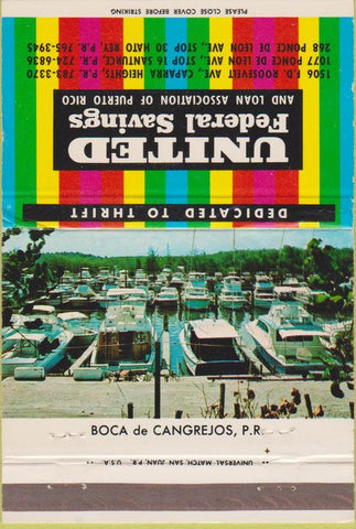 Matchbook Cover - United Federal Savings  Puerto Rico  40 Strike