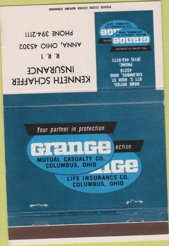 Matchbook Cover - Schaeffer Insurance Grange Anna OH 40 Strike