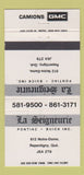 Matchbook Cover - La Seigneurie Pontiac Buick GMC Repentigny QC WEAR 30 Strike