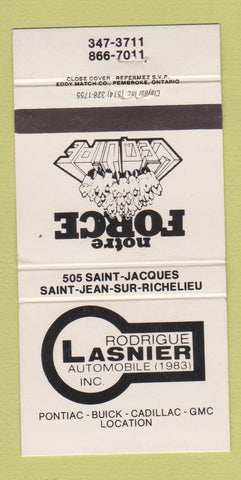 Matchbook Cover - Pontiac Buick Cadillac St Jean Sur Richelieu QC 30 Strike