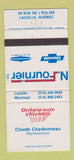 Matchbook Cover - N Fournier Chevrolet Oldsmobile Montreal QC Lacolle 30 Strike