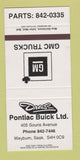 Matchbook Cover - Dreis Pontiac Buick Weyburn SK SAMPLE 30 Strike