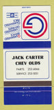 Matchbook Cover - Jack Carter Chevrolet Oldsmobile Canada 30 Strike