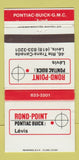 Matchbook Cover - Rond Point Pontiac Buick Levis QC GMC WEAR 30 Strike