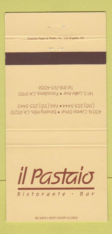 Matchbook Cover - Il Pasaio Ristorante Bar Pasadena Beverly Hills CA 30 Strike