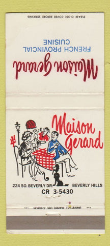 Matchbook Cover - Maison Gerard French Restaurant Beverly Hills CA 30 Strike