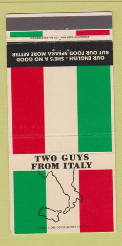 Matchbook Cover - Two Guys From Italy Restaurant CA CHAIN 30 Strike