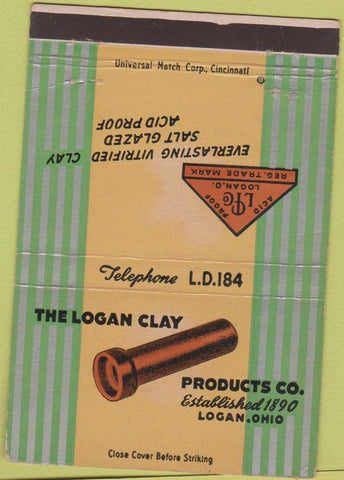 Matchbook Cover - Logan Clay Products Logan OH 40 Strike