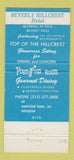Matchbook Cover - Beverly Hillcrest Hotel Beverly Hills CA  30 Strike