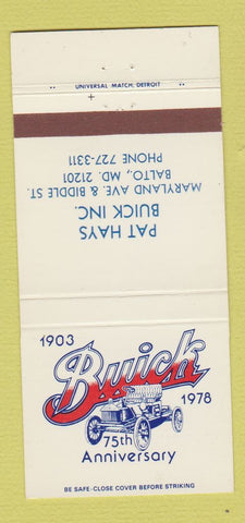 Matchbook Cover - Pat Hays Buick Baltimore MD 1978 30 Strike