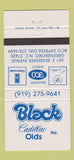 Matchbook Cover - Black Cadillac Oldsmobile Greensboro NC 30 Strike