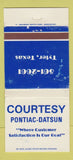 Matchbook Cover - Courtesy Pontiac Datsun Tyler TX WEAR 30 Strike