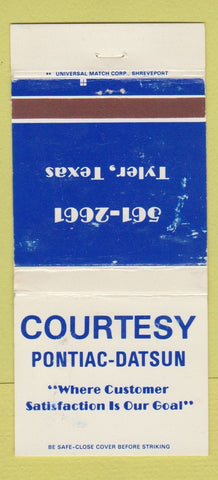 Matchbook Cover - Courtesy Pontiac Datsun Tyler TX WEAR 30 Strike