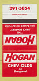 Matchbook Cover - Hogan Chevrolet Oldsmobile Canada 30 Strike