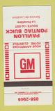 Matchbook Cover - Pavillon Pontiac Buick La Pocatiere QC 30 Strike