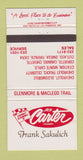 Matchbook Cover - Jack Carter Chevrolet Oldsmobile Canada 30 Strike