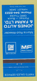 Matchbook Cover - Ponatic Buick GMC Massey Ferguson Tractors Hanley SK 30 Strike