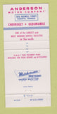 Matchbook Cover - Anderson Motors Cheverolet Oldsmobile Marietta GA 30 Strike