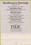 Matchbook Cover - Southmore Savings Bank Pasadena TX WEAR 40 Strike