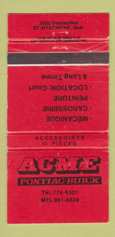 Matchbook Cover - Acme Pontiac Buick Montreal QC 30 Strike