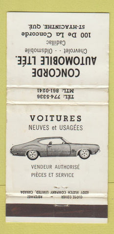 Matchbook Cover - Chevrolet Oldsmobile Cadillac St Hyacinthe QC WEAR 30 Strike