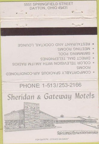 Matchbook Cover - Sheridan Gateway Motels Dayton OH 40 Strike