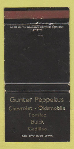 Matchbook Cover - Peppekus Chevrolet Oldsmobile Pontiac Buick Cadillac 30 Strike
