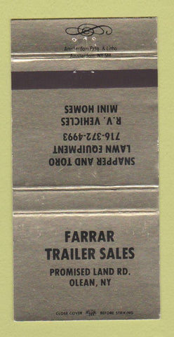 Matchbook Cover - Farrar Trailer Sales Lawn Mowers Olean NY 30 Strike