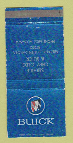 Matchbook Cover - Service Chevrolet Oldsmobile Buick Milbank SD WEAR 30 Strike