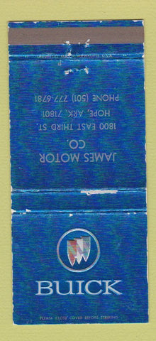Matchbook Cover - James Motors Buick Hope AR WORN 30 Strike