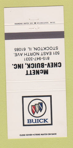 Matchbook Cover - McNett Chevrolet Buick Stockton IL 30 Strike
