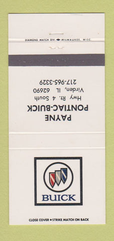 Matchbook Cover - Payne Pontiac Buick Virden IL 30 Strike