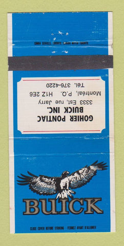Matchbook Cover - Gohier Pontiac Buick Montreal QC WEAR 30 Strike