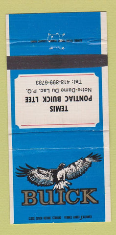 Matchbook Cover - Temis Pontiac Buick Notre Dame Du Lac QC 30 Strike