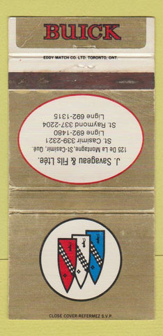 Matchbook Cover - J Savageau Buick St Casimir QC WORN 30 Strike