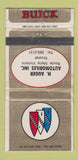 Matchbook Cover - H Auger Buick Nicolet QC WORN 30 Strike