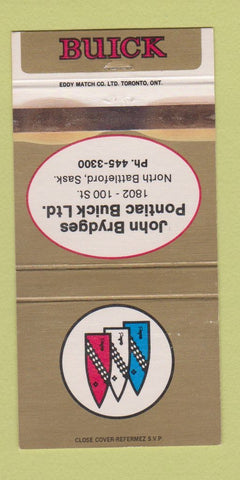 Matchbook Cover - Brydges Pontiac Buick North Battleford SK WORN 30 Strike